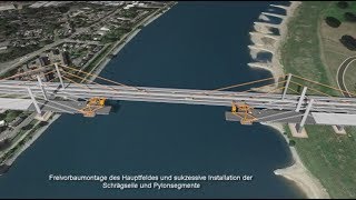 A 40 Rheinbrücke DuisburgNeuenkamp Visualisierung Bauablauf [upl. by Otit]