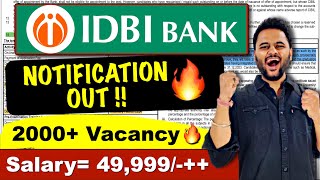 IDBI Assistant Manager 2023 notification  IDBI Bank recruitment 2023  IDBI Executive Notification [upl. by Anthony]