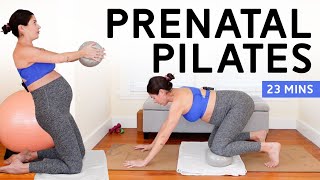 23Min Prenatal Pilates Workout with a Small Ball  Third Trimester Pilates [upl. by Verne]