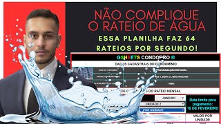 PLANILHA COMPLETA PARA RATEIO DE ÃGUA  CONDOMÃNIOS DE ATÃ‰ 64 UNIDADES [upl. by Mchugh411]