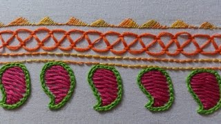 Hand embroidery designs Hand embroidery stitches tutorial border stitch [upl. by Bove831]