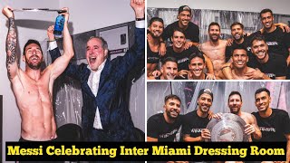 Messi And Inter Miami Players Insane Dressing Room Celebration [upl. by Alyahsat]