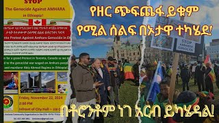 አዲስቅኝት New perspectiveየአማራ ዘር ጭፍጨፋ እንዲቆም የሚጠይቅ ሰሰልፍ በኦታዋ ተካሄደ ነገም በቶሮንቶ ይካሄዳል November 212024 [upl. by Alliuqat]