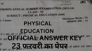 Class 11 Physical Education 23 February Paper Solution  Answer key Physical Education  Official [upl. by Nassir]