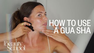 Gua Sha Facial Massage Tutorial  SheerLuxe Beauty School No5 [upl. by Lidia259]