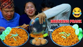 IRRITATING PRANK 😂 WITH SON  SPICY NOODELS amp EGGS thamthapa [upl. by Lazare]