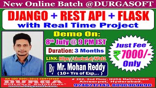 DJANGO  REST API  FLASK Online Training  DURGASOFT [upl. by Regdirb]