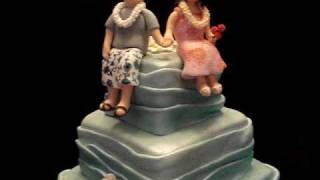 Hawaii themed Fondant Wedding Cake  my second wedding cake ever [upl. by Euv70]