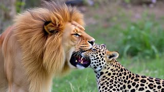 Lion VS Leopard  Lions crazy attack on the leopard [upl. by Ahseym]