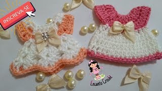 Lembrancinha para maternidadechá de bebe de crochê 👗 passo a passo 👗mini vestido👗 [upl. by Alfonso456]