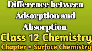 DIFFERENCE BETWEEN ADSORPTION AND ABSORPTION IN  HINDI   Class 12 Chemistry [upl. by Bouldon]