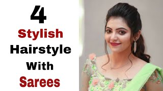 4 Easy amp adorable Hairstyle for sarees  easy hairstyles  simple hairstyles  Hairstyles [upl. by Starlin]