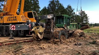 John Deere Logging Skidder stuck so bad we needed a 150ton crane to remove it [upl. by Yot227]