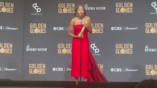 Ayo Edebiri Best TV Comedy Actress The Bear 2024 Golden Globes press room [upl. by Legna351]