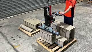 Vacuum lifter handling polycrete drain moulds [upl. by Petracca]