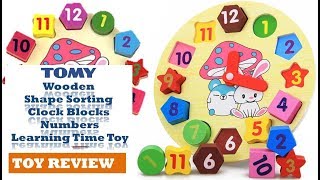 TOY REVIEW Children Wooden Shape Sorter Sorting Clock Blocks Numbers Learning Time Toy [upl. by Annair974]