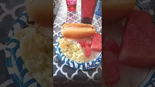 My dinner for Sunday bratwurst potato salad and watermelon [upl. by Emoryt]