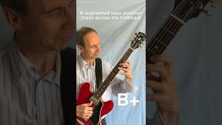 B augmented triads in open position across the fretboard guitar guitarpractice jazz chords [upl. by Annez]