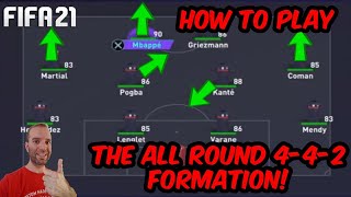 HOW TO PLAY THE ALL ROUND 442 FORMATION  FIFA 21 TUTORIAL [upl. by Veriee485]