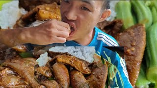 mukbang pork innards with ladyfingerNaga style [upl. by Aime]