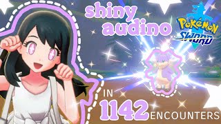 ♡ SHINY AUDINO in 1142 soft resets pokemon sword ♡ [upl. by Anelas]