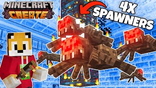 I built a QUAD SPIDER SPAWNER in Minecraft Create Mod [upl. by Esinyt]