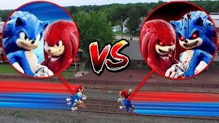 DRONE CATCHES SONIC amp KNUCKLES VS SONICEXE amp KNUCKLESEXE IN REAL LIFE EVIL TWINS [upl. by Anitsirk]