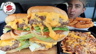 MUKBANG EATING NEXX BURGER CHEESEBURGERS CHEESY CHILLI CHEESE FRIES CRISPY ONION RINGS DONUTS ASMR [upl. by Giglio]