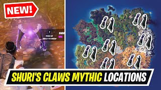 Fortnite All NEW MYTHIC Shuris Claws locations Gameplay  Where to Find Black Panther Claws Mythic [upl. by Sharline518]