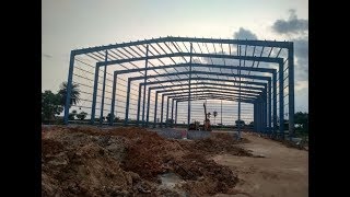 steel structure construction process step by step in site  skelton frameciviltechconstructions [upl. by Torry]