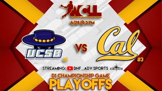 2024 04 28 WCLL Playoffs Division 1 Championship UC Santa Barbara vs California [upl. by Akcirederf]