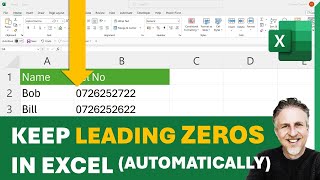 How to Keep Leading Zeros in Excel  Automatically Keep Zero In Front of Number [upl. by Milzie220]