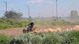 Dude on a Quad Bike Razzing Up a Dustcloud amp Construction Workers Behind Sixfields Stadium [upl. by Noella]