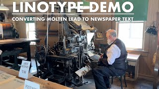 Linotype newspaper printing demonstration  Heritage Park Historical Village Calgary [upl. by Eellah439]