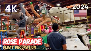 Rose Parade 2024 Float Decoration New Year  Pasadena Los Angeles California 4K USA [upl. by Elreath]