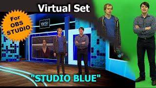 OBS Studio Virtual Set quotStudio Bluequot  professional video conference available to everyone [upl. by Akemahc777]