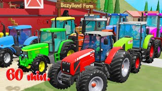 Color Tractors  60 Minutes of Animation about Tractors amp Agricultural Machines on an Animated Farm [upl. by Sivolc]