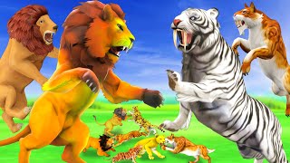 Saber Tooth Tiger Attack Lion Tiger Giant Cheetah Jaguar Prehistoric Wild Cats Vs Modern Big Cats [upl. by Nihs]