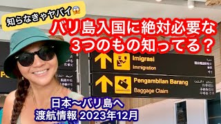 知らなきゃ入国不可！バリ島渡航で絶対必要なもの【バリ島旅行情報】2023年12月 [upl. by Nnaeirelav]