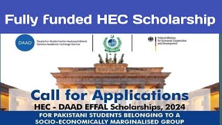 HEC DAAD scholarship 2024 for undergraduate students  Fully funded graduate scholarship program [upl. by Yllut]