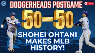 DodgerHeads Postgame Shohei Ohtani becomes first 5050 player amp breaks Dodgers record [upl. by Norrie]