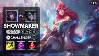 Showmaker Ahri vs Hwei Mid  KR Challenger  Patch 145 Season 14 [upl. by Finbar]