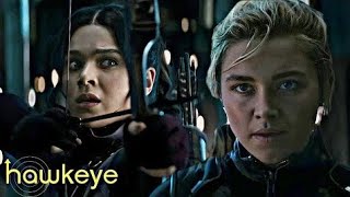 Yelena Belova vs Kate Bishop amp Hawkeye Fight Scene  Hawkeye Episode 4 [upl. by Eiramait586]