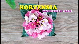 COMO HACER FLOR HORTENSIA DE LISTON Carmen Cool de Vlogs [upl. by Burne285]