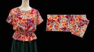 🌸 Sew a very nice blouse with 70cm fabric  Step by step sewing tutorial [upl. by Aiepoissac]