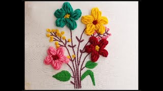 Beautiful Popcorn lazy daisy flowers stitch  Popcorn 3D flowers pattern [upl. by Susana843]