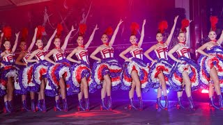 Moulin Rouge cancan dancers celebrate French cabarets 130th birthday [upl. by Ramon]