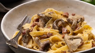 Pancetta and Mushroom Skillet Pasta Recipe [upl. by Anerul]