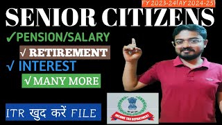 Income Tax Return Filing AY 2024 2025 for Senior Citizens How to file ITR [upl. by Bertina927]