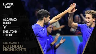 AlcarazRuud v SheltonTiafoe Extended Highlights  Laver Cup 2024 Match 9 [upl. by Nelubez]